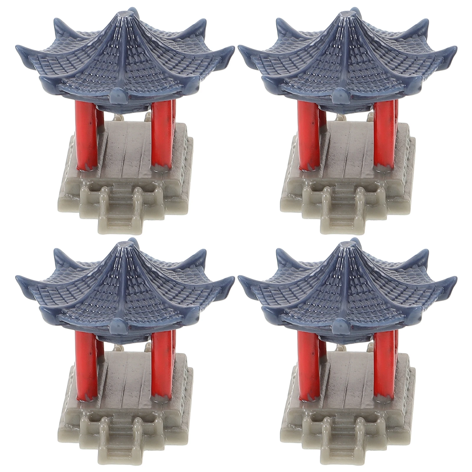

4Pcs Pavilion Landscaping Ornament Resin Mini Pavilion Statue Aquarium Fish Tank Bonsai Garden Decor Desktop Decorations