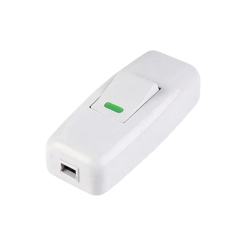 E7CD Inline Cord Switches 16A 250V Single Cord Unit for Light Fixture Repair, Plastic Insulated Housing for Home Use