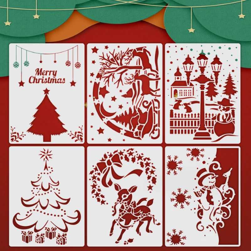 

28*21cm Christmas Tree Stencils DIY Layering Wall Scrapbooking Coloring Embossing Decoration Graffiti Painting Template Reusable