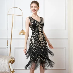 New Deluxe Ladies 20s 1920s Flapper Gatsby Party Evening Cocktail Dress Roaring Flapper Costume Sequin Gatsby 20's Fancy Dress