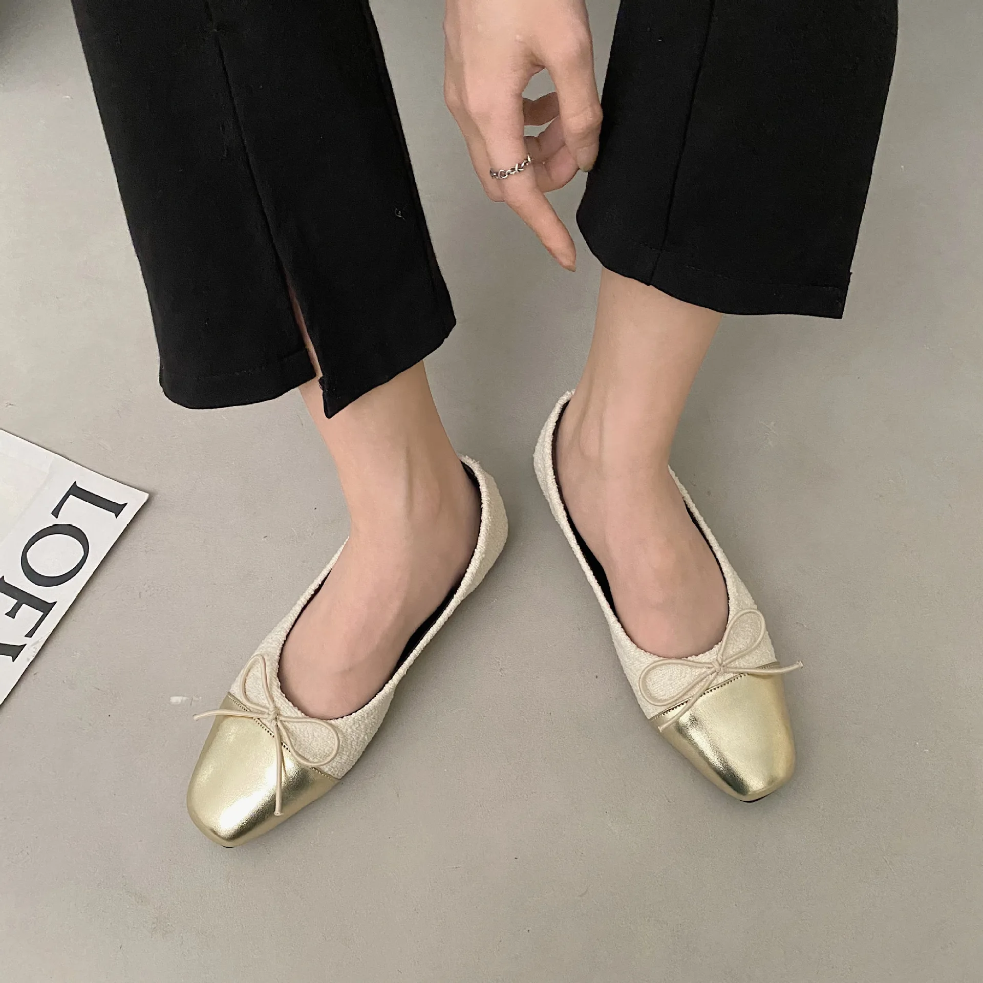 Flat French Style Small Fragrant Style Single Shoes for Women's Shoes 2023 New Spring and Autumn Season Evening Gentle Doudou Pi