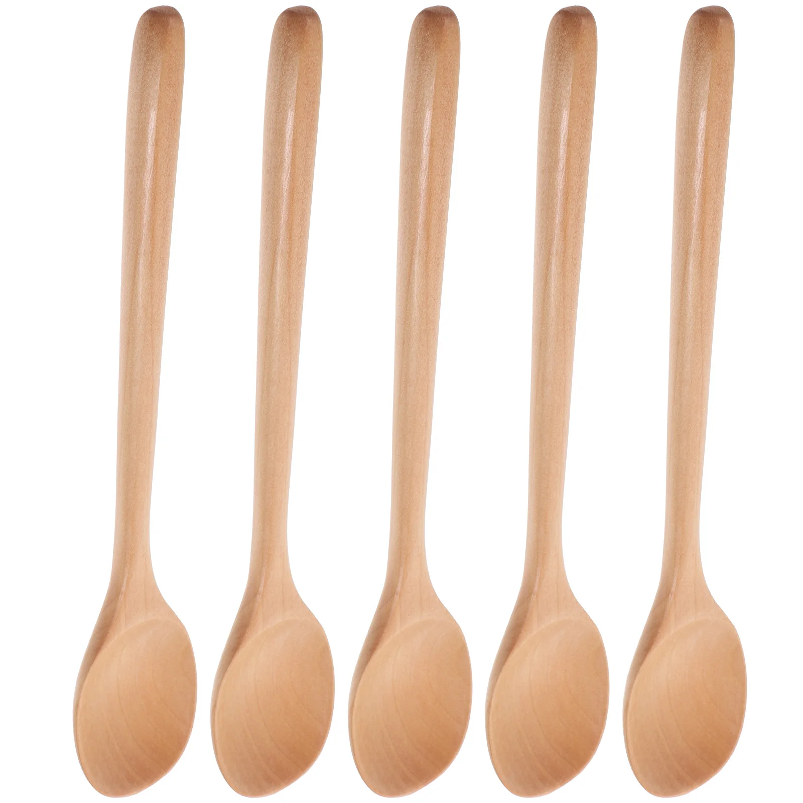 

5 Pcs Wooden Spoon Set Long Handle Teaspoons for Jars Mixing Stirring Serving Eating Easy Clean Dishwasher Safe