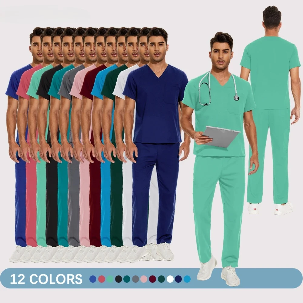 

Nursing Scrubs Set High-quality Anti-Wrinkle Thick Medical Surgical Uniforms Hospital Tops Pants Doctor Nurse Uniforms Men Women