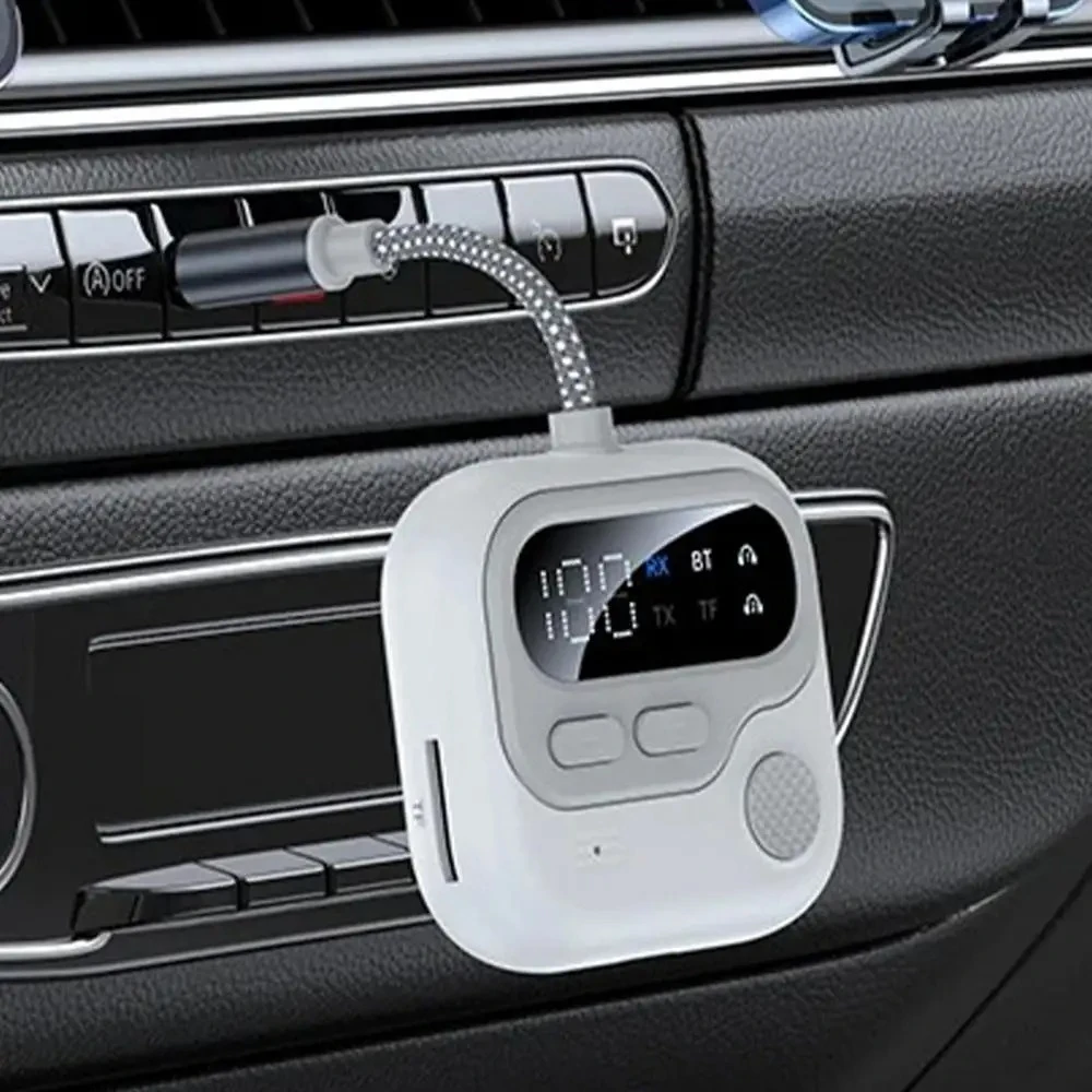 BT 5.4 Adapter Digital Display, Wireless Audio Transmitter and Receiver, 2-in-1 Car AUX For Airplane TV Headphones Audio System