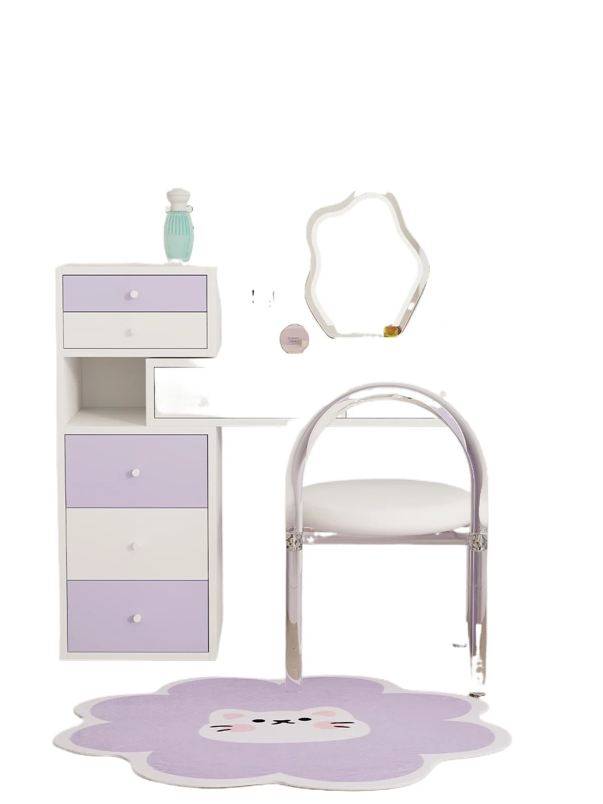 

Cream wind bedroom dresser two-in-one desk minimalist bedside cabinet small apartment chest integrated makeup table