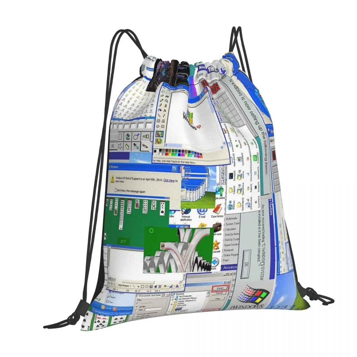 

Windows XP Collage Backpacks Multi-function Drawstring Bags Shoes Bag Book Bags for Man Woman Students