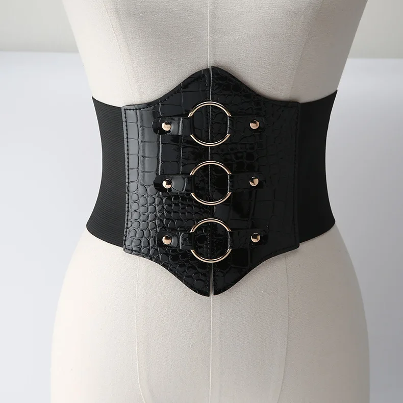 

European and American Decorative Belt Women's Skirt Versatile Dress Suit Coat Waist Elastic Elastic Wide Waist Seal for Women