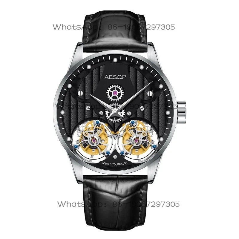 Waterproof Hollow Double-wheel Tourbillon Mechanical Men's Watch 7030