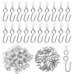50Pcs Metal Curtain Track Hooks S Shaped Small Curtain Hooks Ceiling Curtain Track Hooks and Plastic Gliders Track Rollers for