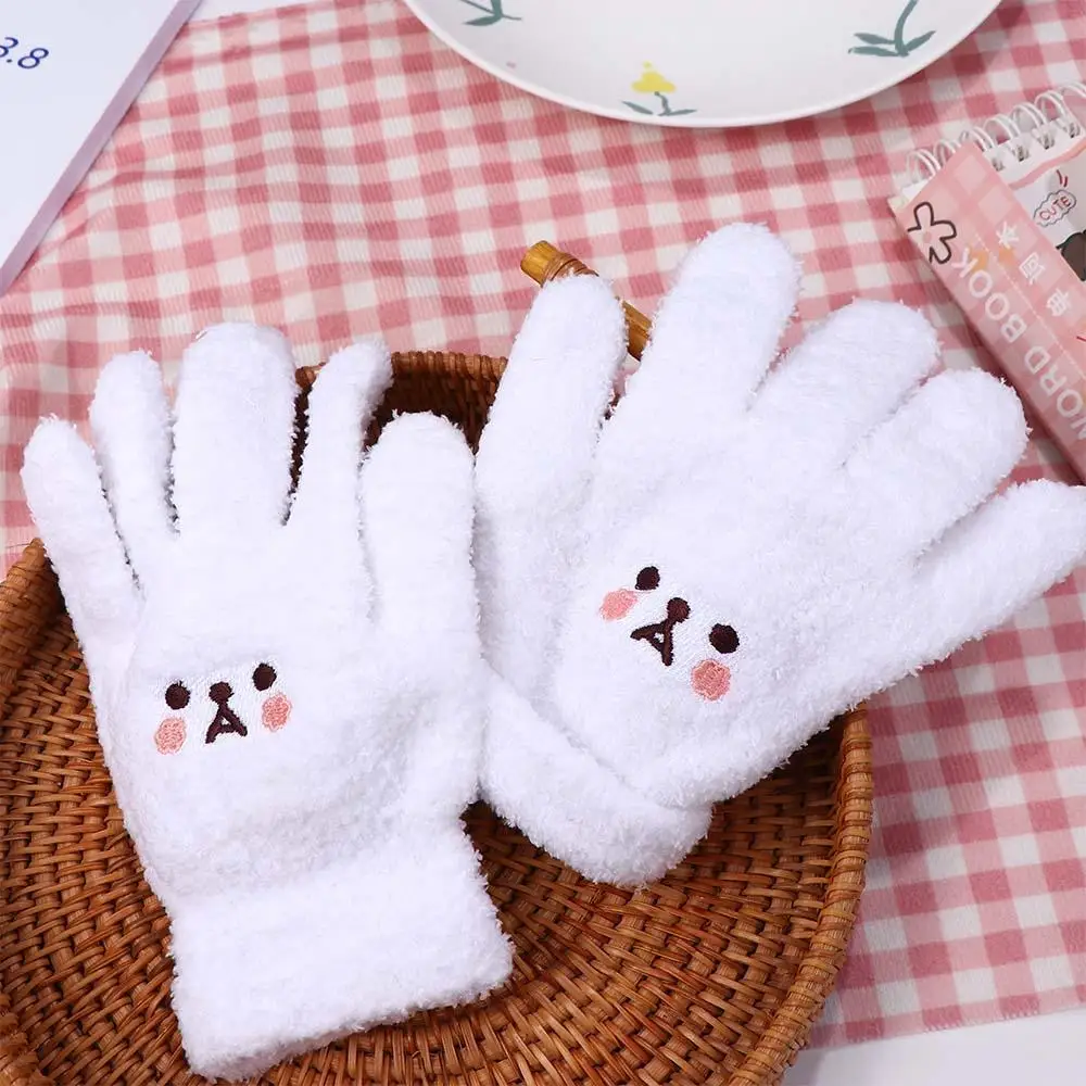 Elastic Cute Smile Knitted Gloves Driving Gloves Plus Velvet Full finger Gloves Wool Mittens Touch Screen Gloves Female Gloves