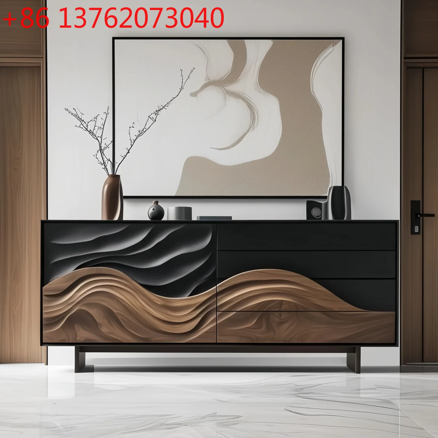 

Итальянский минималистичный лакированный буфет Новый китайский входной шкаф из массива дерева