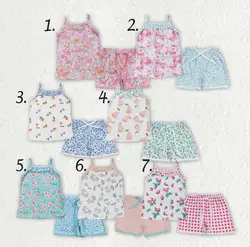 wholesal hot sale western boutique clothing baby girls clothes Orange polka dot white sleeveless striped shorts outfits