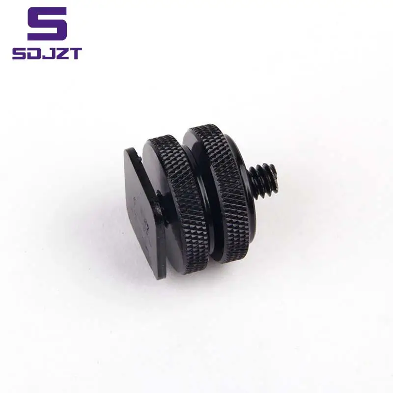 1/4 Inch Dual Nuts Tripod Mount Screw to Flash Camera Hot Shoe Adapter