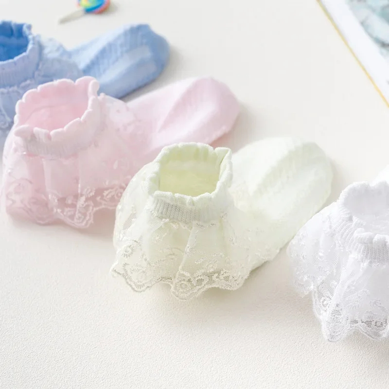 Girls Lace Ruffle Princess Mesh Socks Infant Baby Kids Short Sock Ruffle White Pink Little Girl Socks Toddler Girl Socks 1-7Y