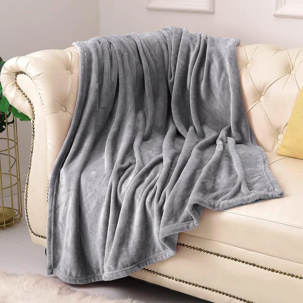 

Luxury Grey Lightweight Fleece Blanket - Super Soft Cozy Microfiber Throw for Bedding from Factory Direct
