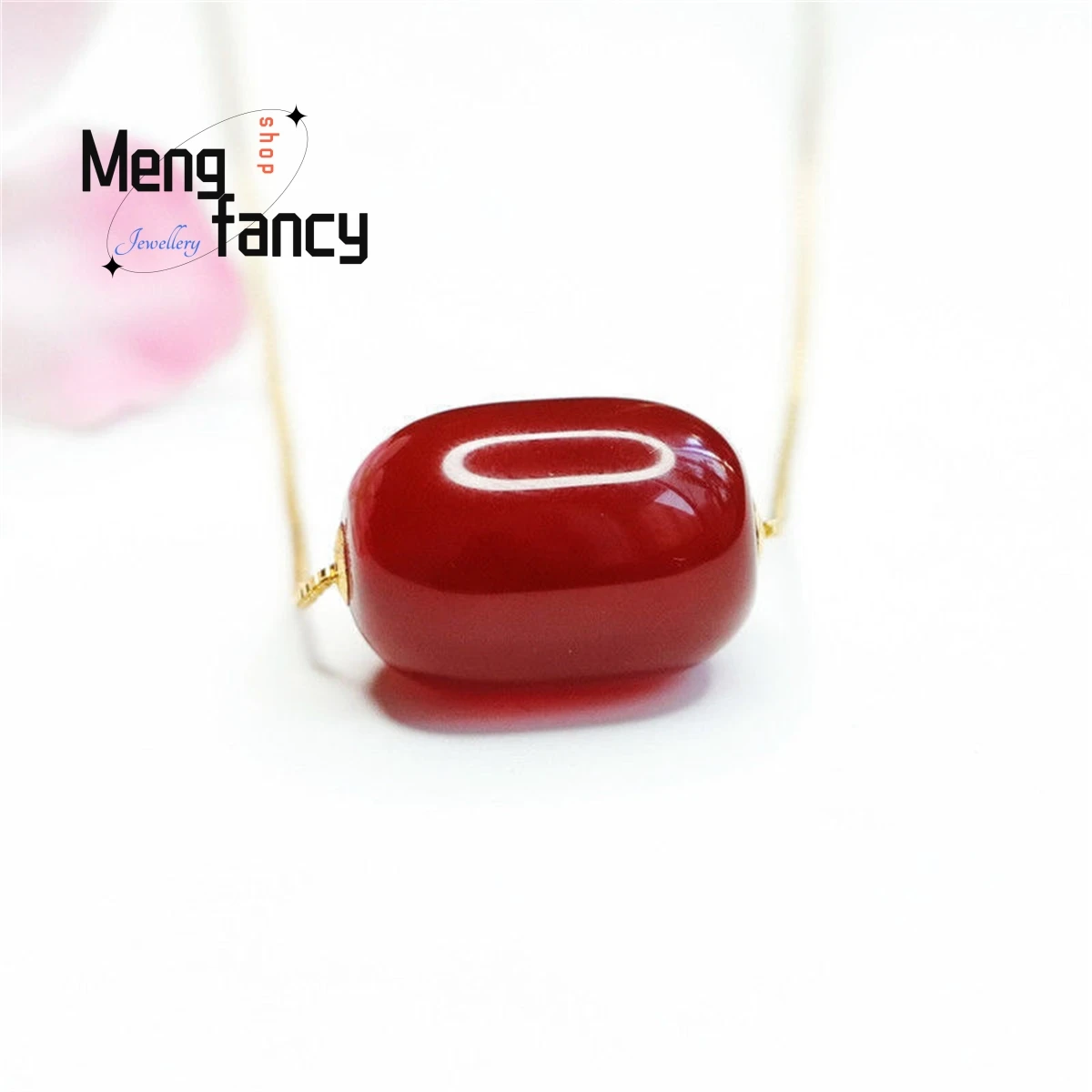 

Natural 18k Gold Inlaid Red Agate Lutong Chalcedony Pendant Necklace Simple Personality Exquisite Fashion Men Women Fine Jewelry