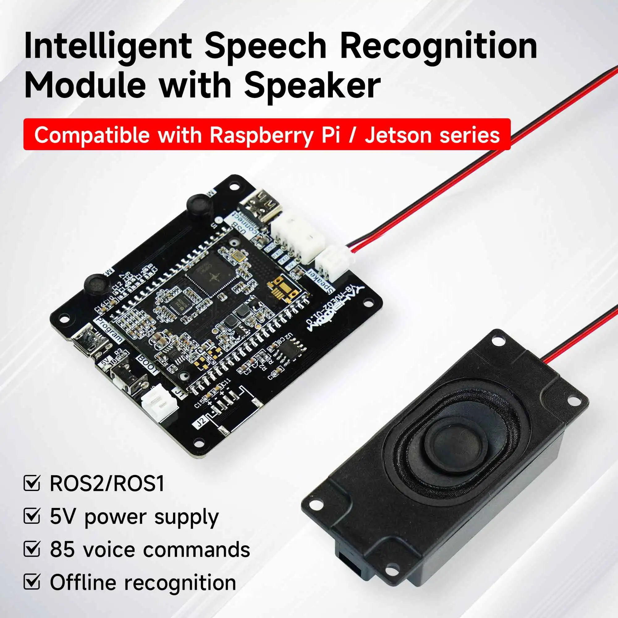 Voice Recognition Control Module Intelligent Sound Board Type-C Interface with Speaker for ROS ROS2 Robot Car DIY Kit