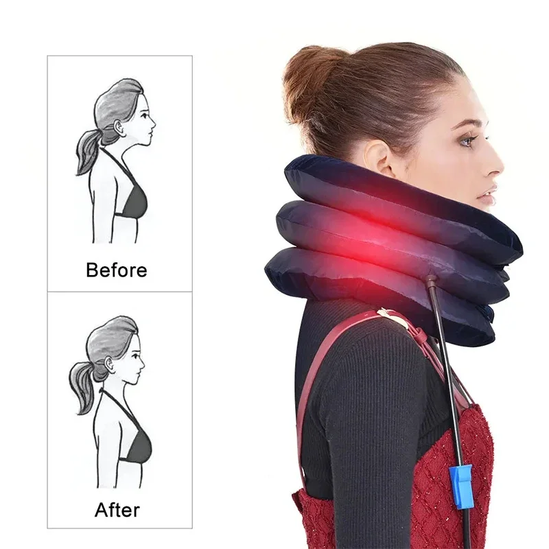 Neck Cervical Traction Device Neck Pain Collar Pillow Stretcher Inflatable Air Apparatus Correction Stretching Tractor Brace