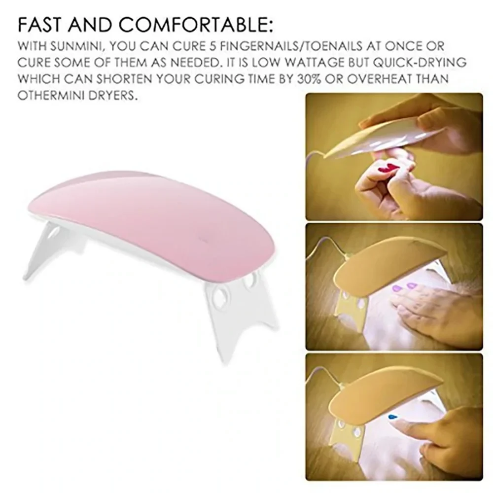 Mini secador de uñas de 6W, lámpara Led UV blanca y rosa, interfaz Usb portátil, muy conveniente para uso doméstico