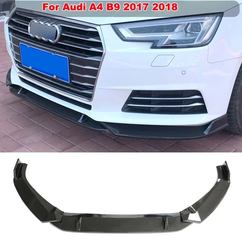 

For Audi A4 B9 2017 2018 Front Bumper Lip Spoiler Side Splitters Guards Cover Deflector Body Kit Guards Decor Car Accessories