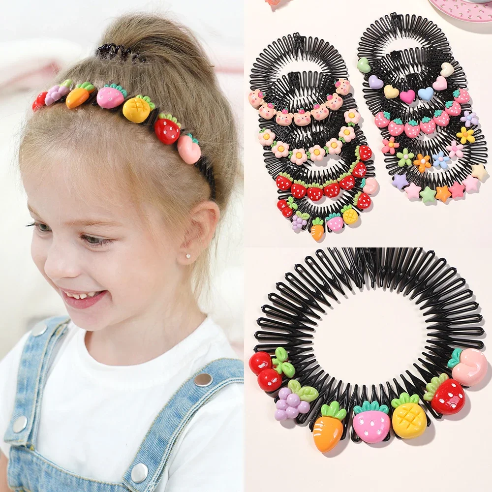 Sweet Cute Multi -color Plastic Fruit Shape Head Hoop Hairband for Baby Girls 2024 Y2K Cartoon Cherry Headwear Accessories Party