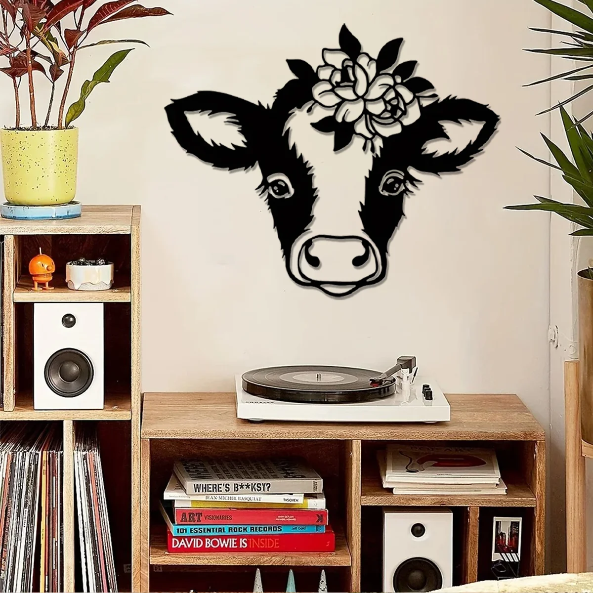 

CIFBUY Decoration Cute Cow Metal Home Art Decor Funny Animal Decoration Home Wall Hanging Children's Room Kindergarten Stickers