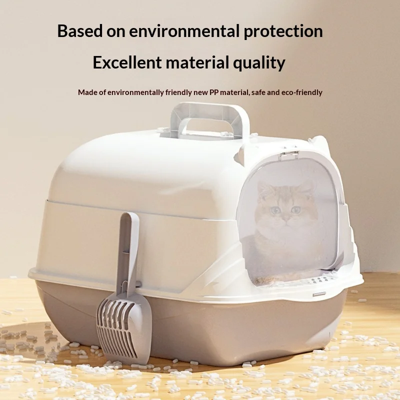 New Extra Large Fully Enclosed Cat Litter Box, UV Sterilization & Anti-Splash Kitty Toilet, Odor Control Easy Clean for Indoor