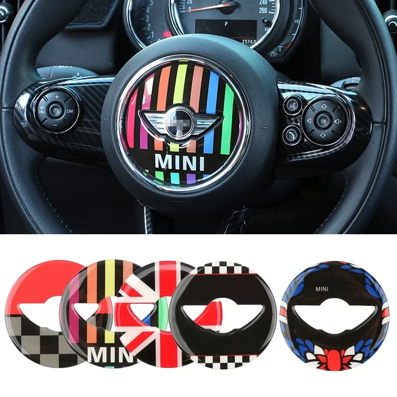 for Mini Cooper F54 F55 F56 F60 Auto Badge 3D Dedicated Car Steering Wheel Center Sticker Logo Decoration Interior Accessories