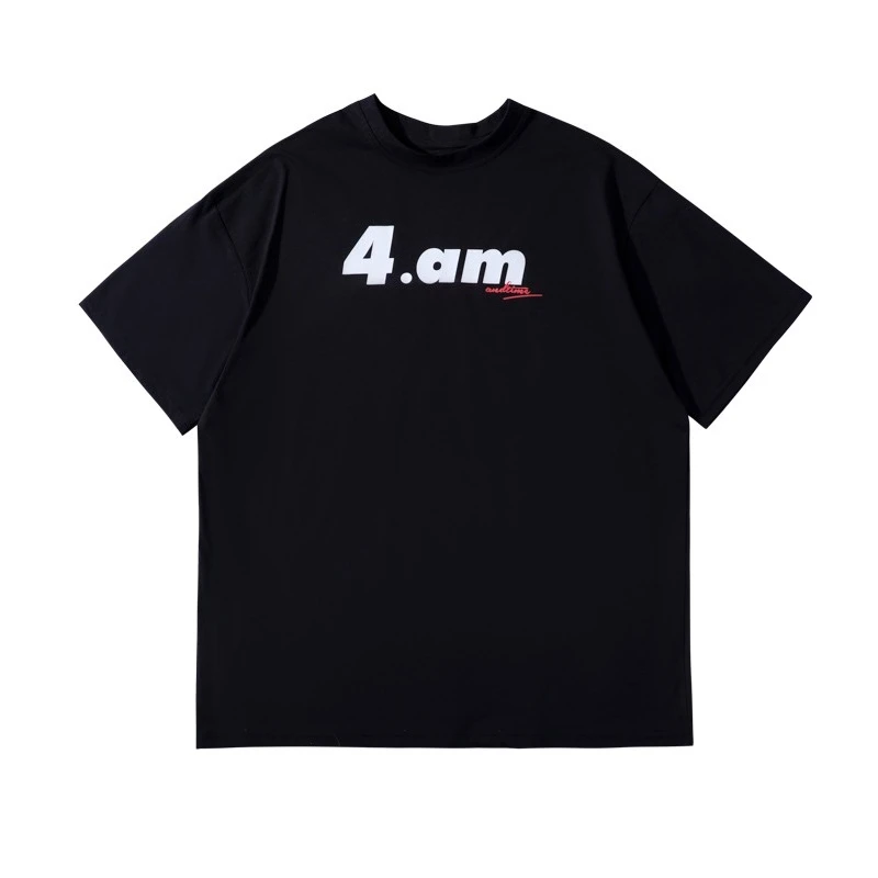 

2025 4 A.m. T-Shirt Men's and Women's High Quality Y2K Quick Drying Cotton Short Sleeved Round Neck Top