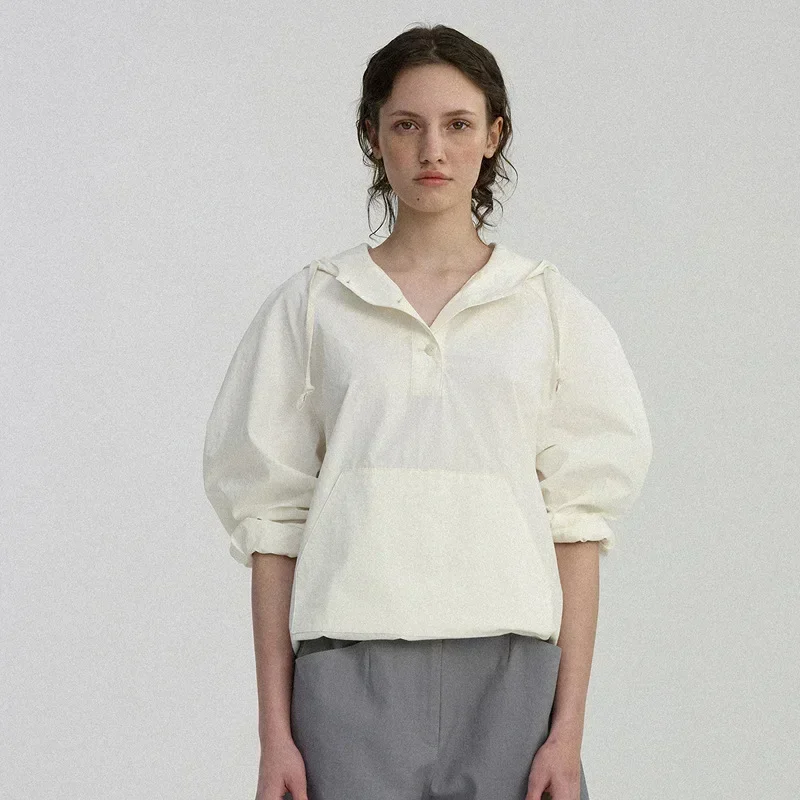 

Женская повседневная полосатая рубашка с капюшоном, женская осень-зима 2023, новые рубашки, белая рубашка, женская блузка, топы в стиле аниме