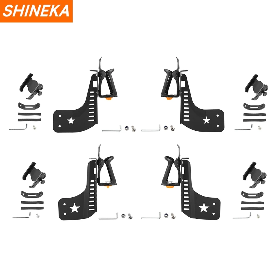 SHINEKA Car Front Door Side Water Cup Bracket Drinks Holders Phone Holder For Jeep Wrangler JK 2007-2017 Interior Accessories