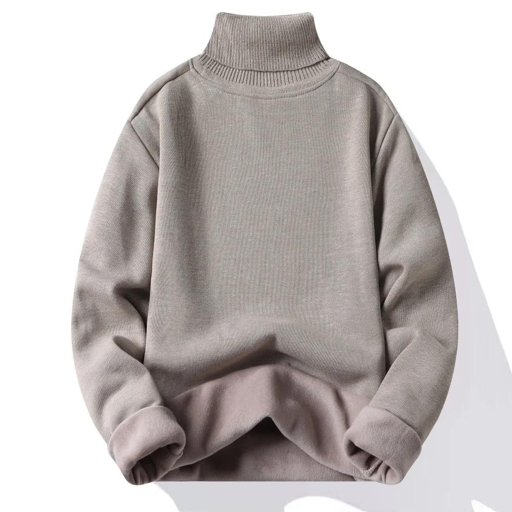 Herren-Thermo-Fleece-Pullover mit hohem Kragen, Winterpullover mit umklappbarem Kragen, Fleece-gefütterter Strickpullover, lässig, wärmend, dicke Unterwäsche. – Detail 13