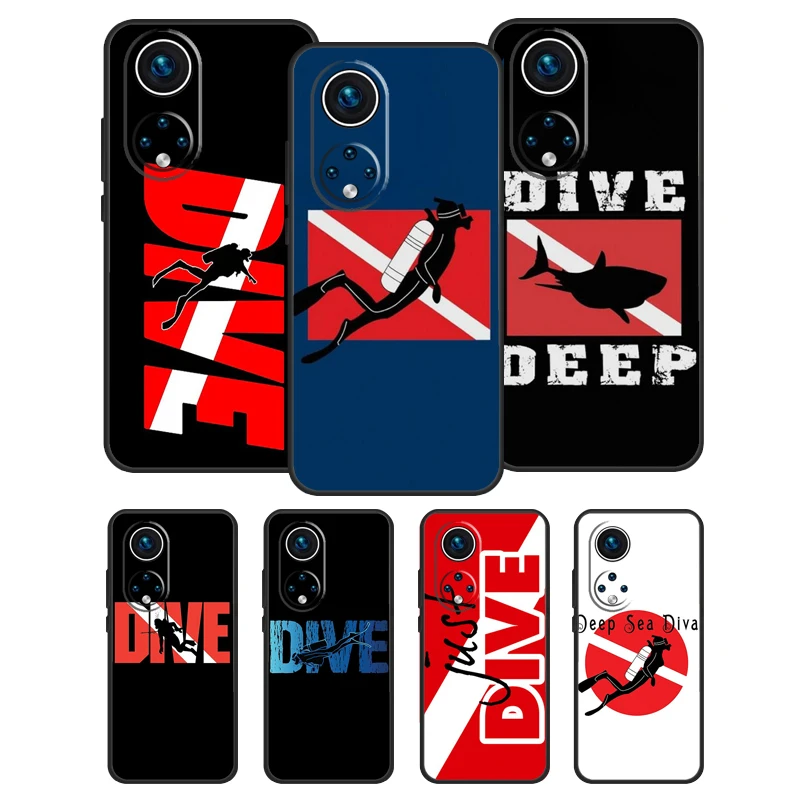 Dive Scuba Diver Shark Diving Case For Huawei Honor 50 70 X7 X8 X9 P50 P30 Pro P20 P40 Lite Nova 9 P Smart 2019 Cover