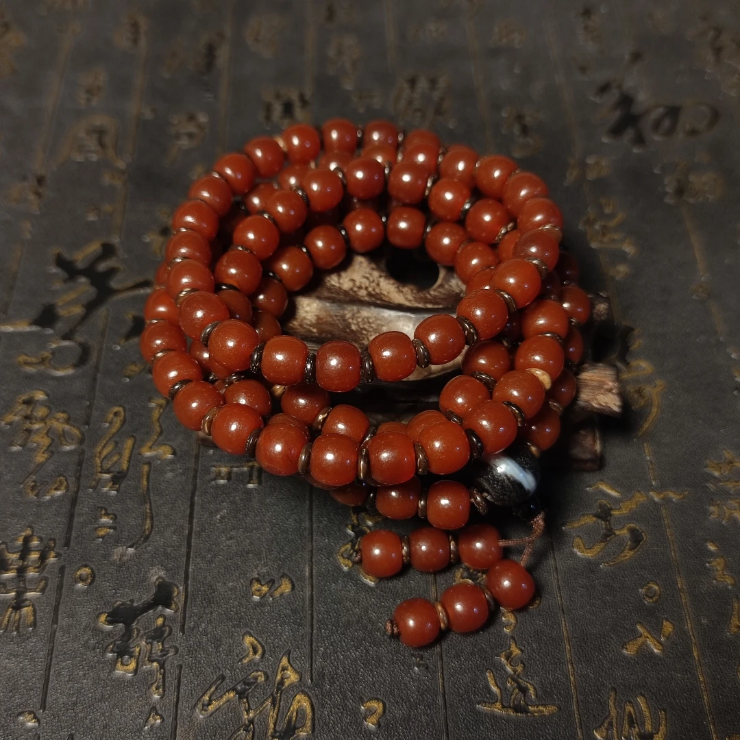 High quality 108pcs/string Old Red Agate 8*9.5mm Natural Stone Tibetan Dzi Beads for Bracelets High Quality