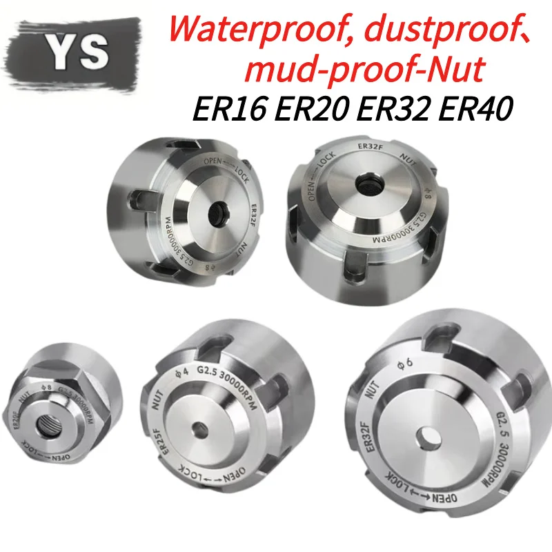 

YS ER Mudproof Nut ER11 ER16 ER20 ER25 ER32 ER40 Dustproof ER Waterproof Nut Mudproof Nut Tool Holder Bracket Tool Collet Chuck