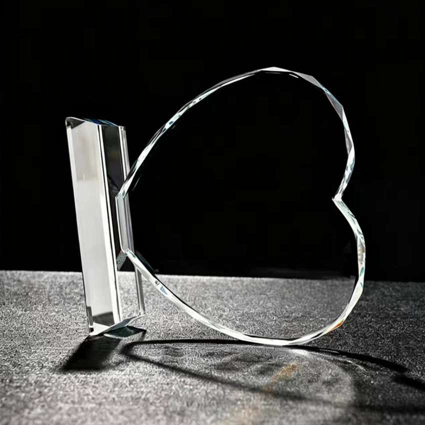 A Blank Crystal Award, Heart Shaped Crystal Trophy, Volunteer Appreciation Gift for Teacher Doctor Nurse Charity Event - view 5