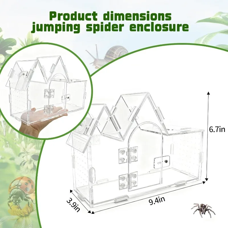 Acrylic Terrarium Transparent Jumping Spider Reptiles House Snails Tree Frog Gecko Lizard Breeding Cage Reptile Enclosures view 3