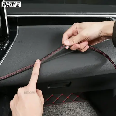 자동차 인테리어 몰딩 트림 자체 접착 대시 보드 가죽 장식 라인 레드 블루 DIY 브레이드 스트립 자동차 장식