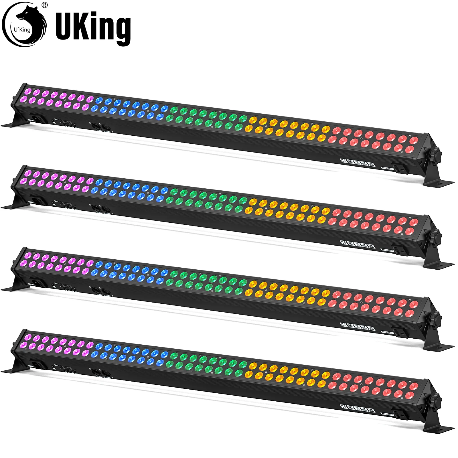 U'King 4Pcs 120W Double Row LED Wall Washer Lights Bar RGB 3IN1 80X2W LED Marquee Stage Lights For Pub Concert Wedding Party KTV