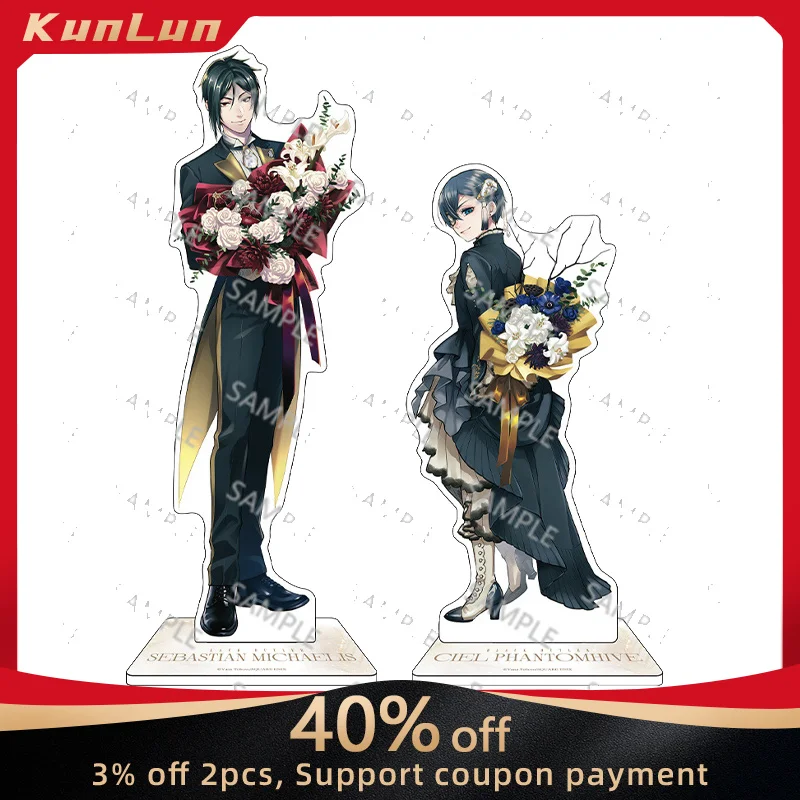 Black Butler Wedding Bouquet Acrylic Stand Tuxedo Sebastian Figure Acrylic Desk Ornaments Ciel Phantomhive Statue Home Decor Toy