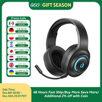 QCY Heroad V200 Gaming Over Ear Headphone Wireless Bluetooth 6.0 with Mic 50mm Driver 7.1 Surround Sound Dynamic EQ RGB Headset