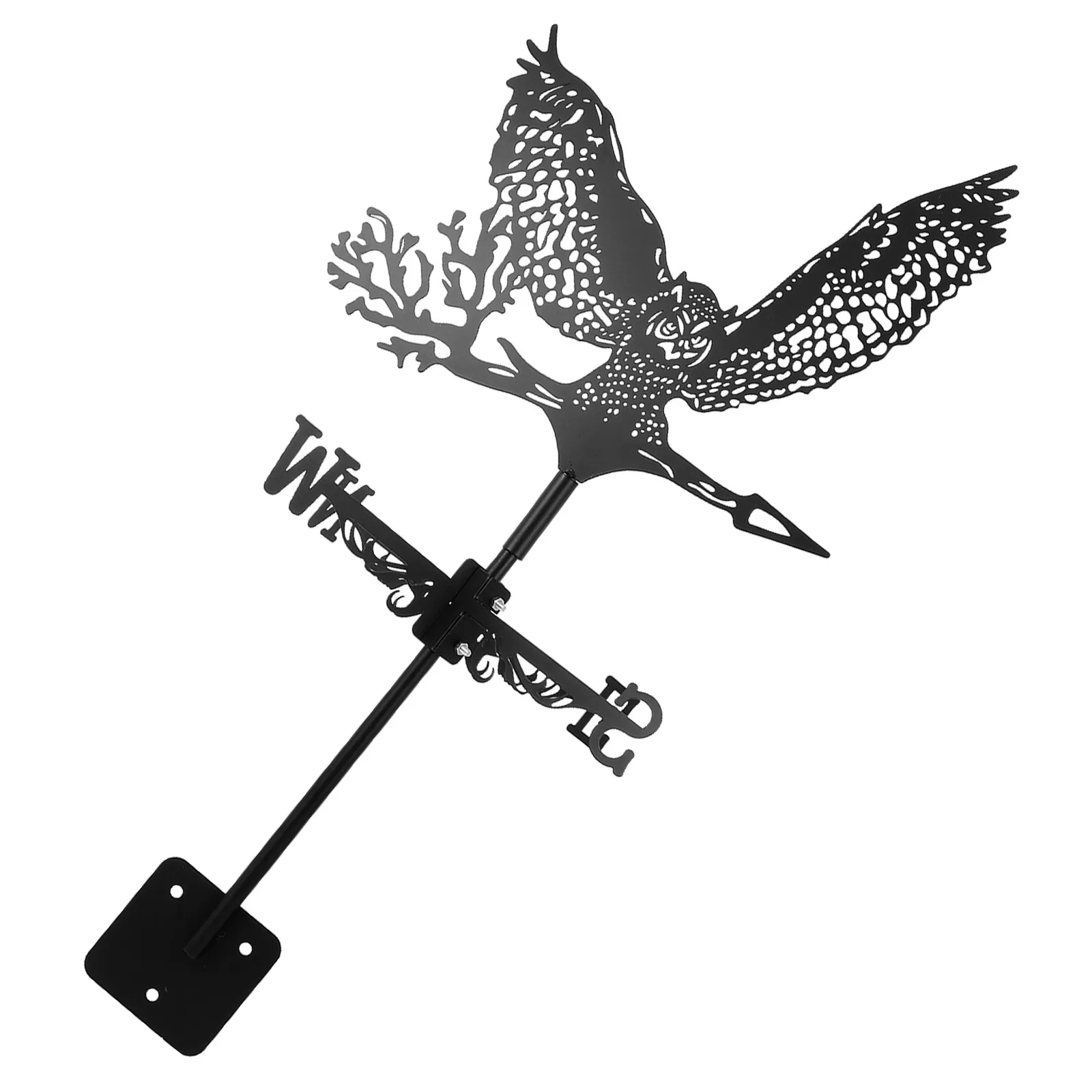 Decorative Iron Owl Weather Vane Wind Direction Indicator for Outdoor Garden Shed Barn Pavilion Deck Yard Decor Metal Garden