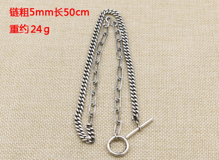 Cool style sterling silver jewelry Thai Silver Vintage Necklace Personality Necklace Long Chain Men's and women's fashion pendan