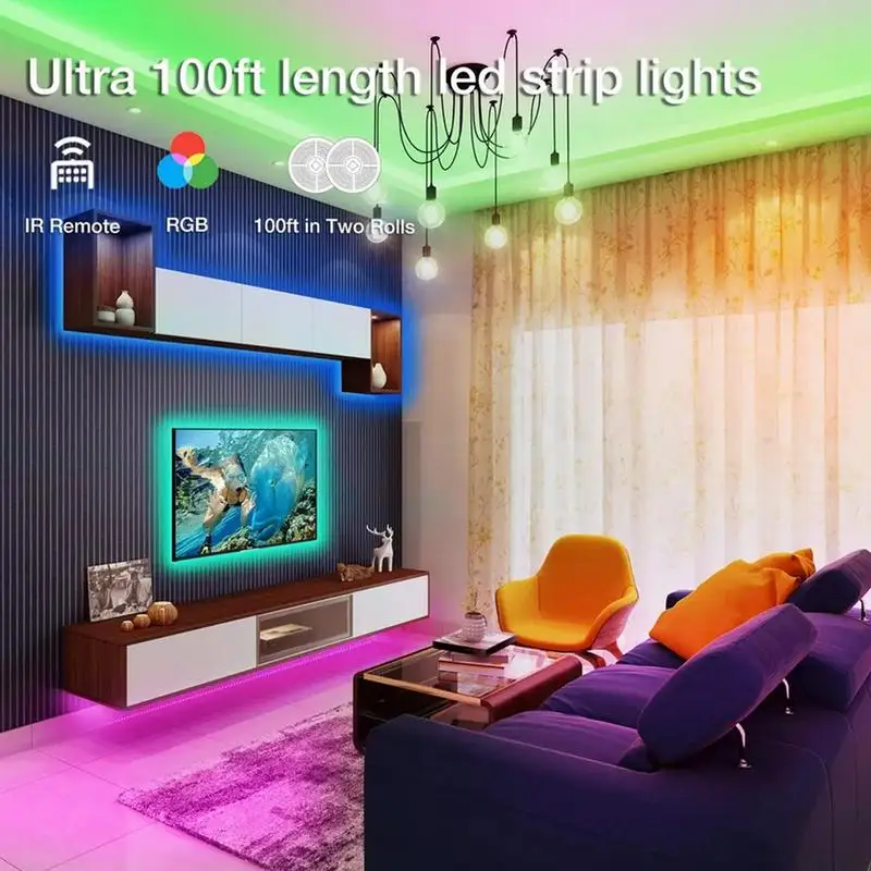 Smart LED Light Strip 16.4 Ft APP Control Music Sync Color Changing Lights LED Strip Lighting For Bedroom Kitchen TV Bar