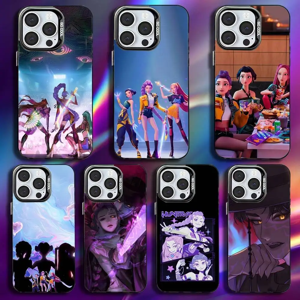 

KPop D-Demon H-Hunters Phone Case For iPhone 16,15,14,13,12,11,Pro,Max,Plus,Mini,XS,SE Anti Fall Black Matte Hard Bumper