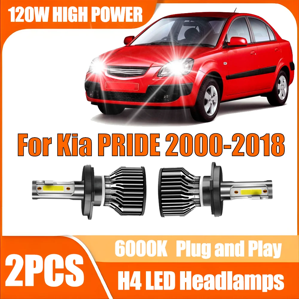 

2 шт. 20000LM H4 дальний ближний свет турбо светодиодные фары 120 Вт Plug and Play автомобильные фары 120 Вт высокая мощность для Kia PRIDE 2000-2018