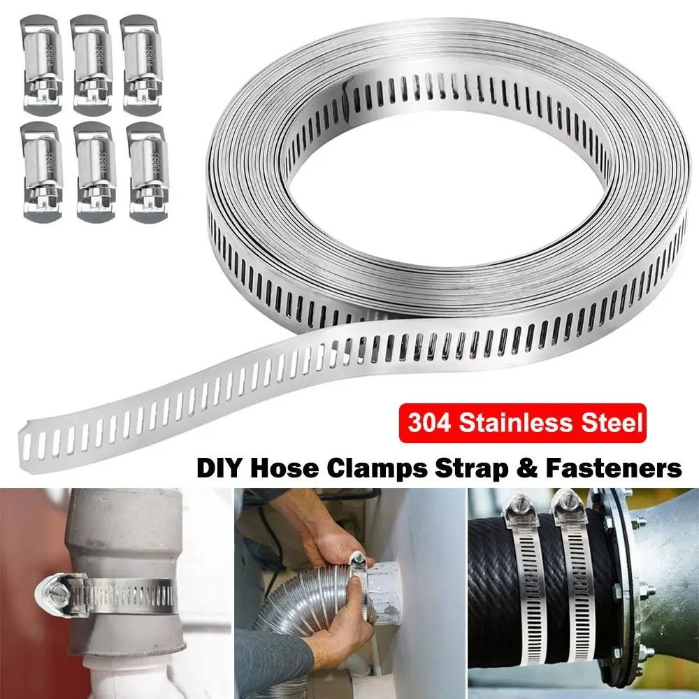 New 304 Stainless Steel Hose Clamps Adjustable Large Worm Gear Clip Clamp Fasteners Pipe Tube