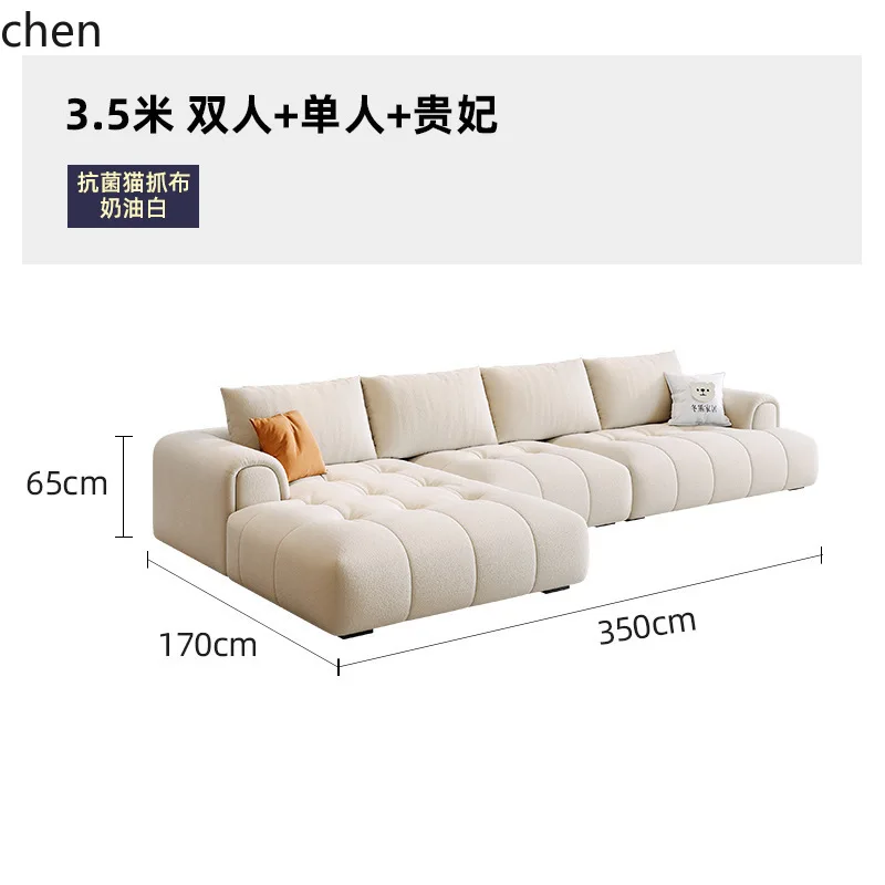 ZML Modern Minimalist Living Room Corner Combination Large and Small Apartment Cat Scratching Fabric Sofa