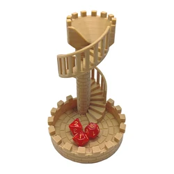 DND Dice Tower Twister Accessory for Role Playing Board Games Tabletop Rolling Spiral Staircase Castle Tray