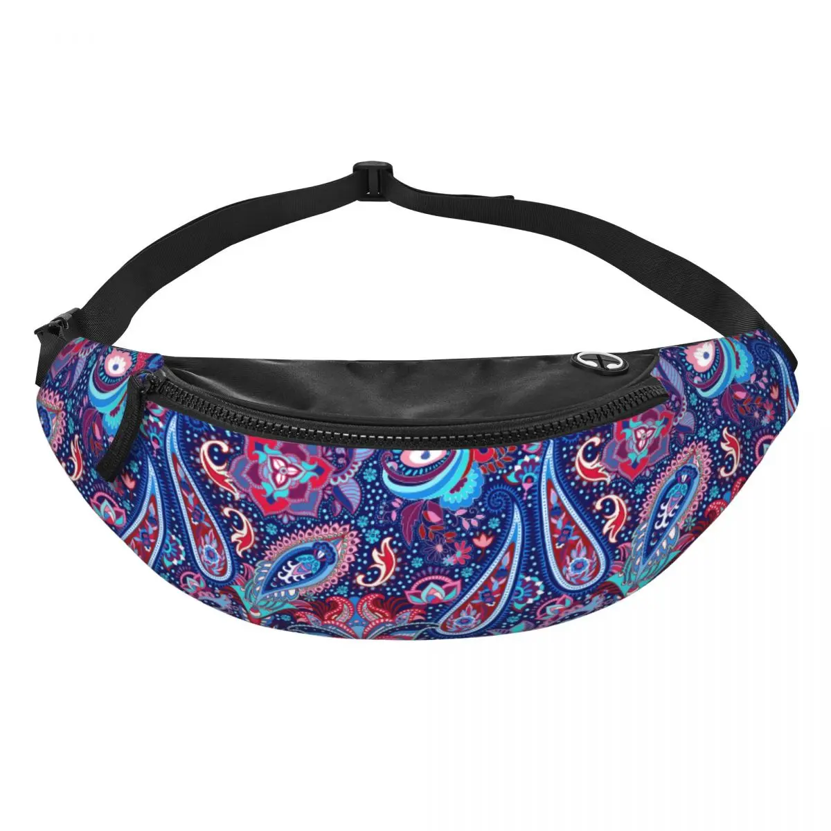 Colorful Paisley Pattern Fanny Pack for Men Women Fashion Bohemian Flowers Crossbody Waist Bag Cycling Camping Phone Money Pouch